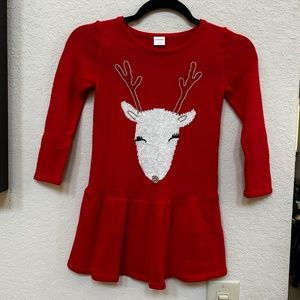 Gymboree Girls Red Reindeer Accent Knit Sweater Dress. Size 5